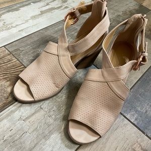 Blush & Rose Buckle Peep Toe Heels